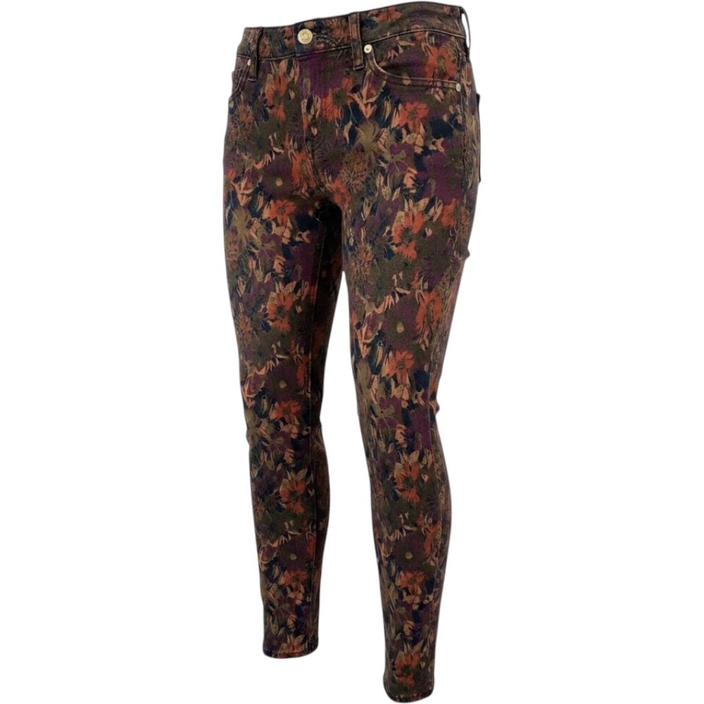 7 For All Mankind Floral Print Skinny Denim Jeans  Fall Dark Wash Women Size 25